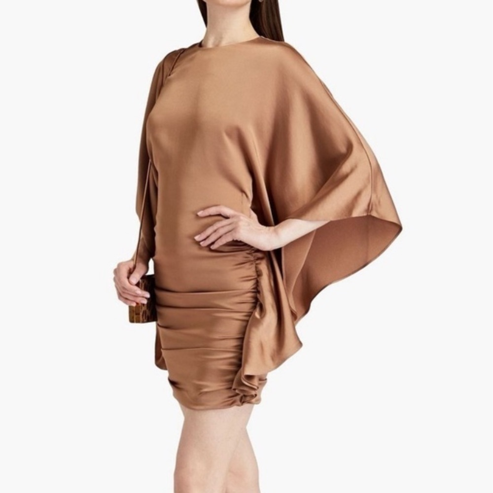 Jonathan Simkhai - Latte Ruched Satin Mini Dress